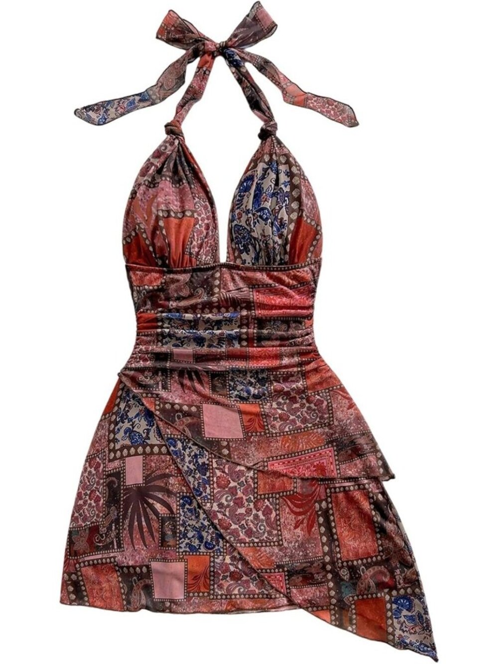 Y2K Summer Beach Halter Mini Dress for Women - Trendy, Chic, Vacation Ready
